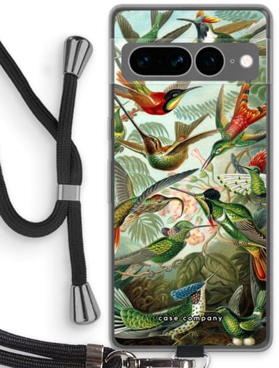 Case Company® - Hoesje met koord geschikt voor Google Pixel 7 Pro hoesje met Koord - Haeckel Trochilidae - Telefoonhoesje met Zwart Koord - Bescherming aan alle Kanten en Over de Schermrand