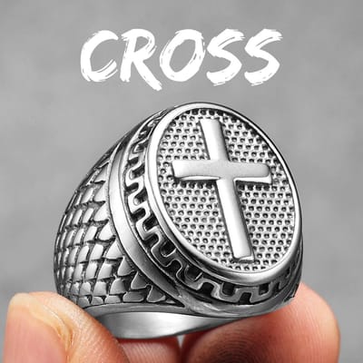 Christelijk Kruis Zwart Religie Mannen Ringen Roestvrij Staal Punk Coole Dingen Mode Accessoires Sieraden Voor Vrouwen Cadeau 11 white