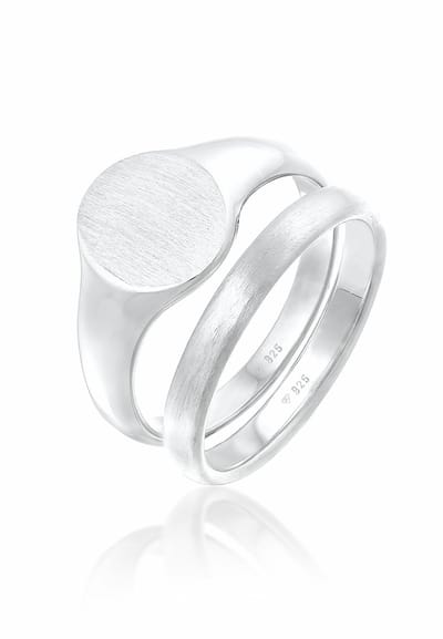 KUZZOI - Ring - Heren zegelring ring set Basic Minimal Trend in 925 Sterling Zilver - Heren