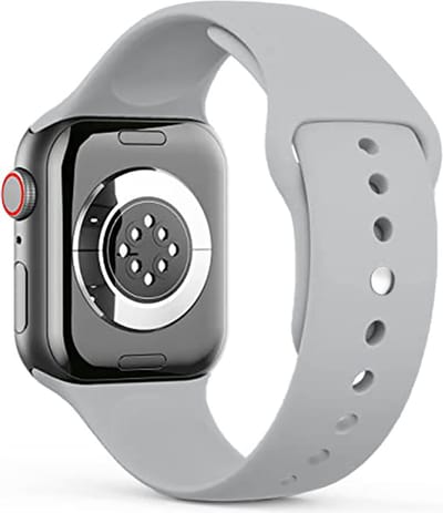Stravo Siliconen Sportbandje – Zacht & Waterproof Horlogeband – Geschikt voor Apple Watch 49mm (Ultra 1/2/3), 46mm (Series 10/11), 45mm (Series 7/8/9), 44mm (Series 4/5/6, SE 1/2/3) – maat M/L – Grijs