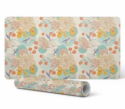 Beschermende vinylmat voor bedrijven en kantoren, retro bloemenpatroon, 90x45 cm