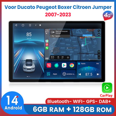 Awesafe 13.1 Inch Autoradio 6GB+128GB - Geschikt Voor Fiat Ducato Peugeot Boxer Citroen Jumper 2006 t/m 2023 - Radio scherm met Navigatie GPS - 8 Kern V1PRO - Draadloos Apple Carplay & Android Auto - Ondersteuning invoegen 4G SIM - WIFI & Bluetooth