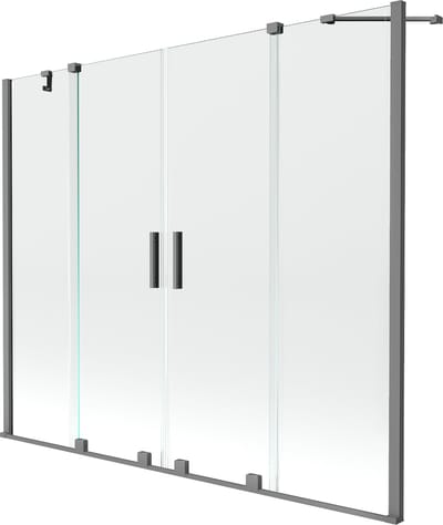 Mexen Velar Duo badwand 2-delige schuifdeur 170 x 150 , transparant, kanonmetaal - 896-170-000-02-95