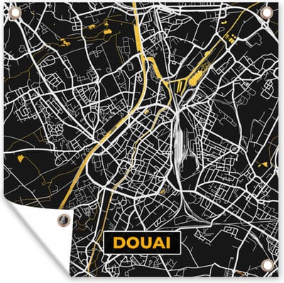 Tuin poster Douai - Kaart - Stadskaart - Frankrijk - Plattegrond - 200x200 cm - Tuindoek