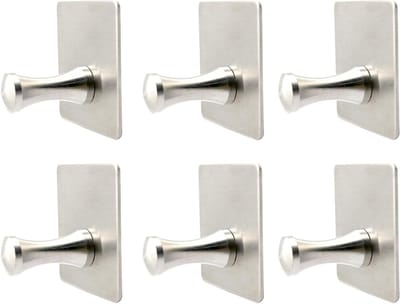 Robuuste zelfklevende handdoekhaken van 304 staal voor badkamer, keuken en kantoor - 6 stuks