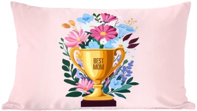 Sierkussens - Kussentjes Woonkamer - 60x40 cm - Trofee - Best Mom - Bloemen - Kleurrijk