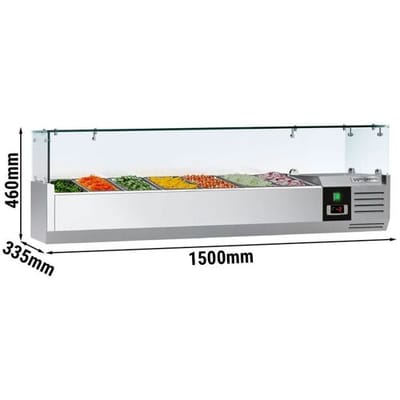GGM Gastro Kühlaufsatzvitrine PREMIUM - 1500x335mm - 7x GN 1/4 Zilver