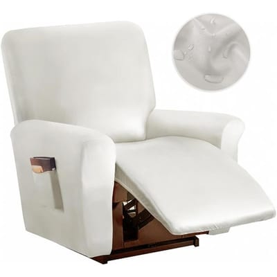 Waterdichte PU Relaxfauteuilhoes Hoge Kwaliteit Effen Kleur Relax Fauteuilhoes Relaxfauteuilbankhoes Voor Woonkamer 1 Zits wit