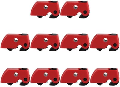 Dailygoods - Hangslot - Veiligheidsslot - Betrouwbaar en veilig - Rood - Miniatuur aardlekschakelaar - Set van 10 - Geschikt voor gebruik - Verpakking