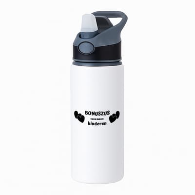Hacebo® - bonuszus van de leukste kinderen waterfles met rietje zwart - Zus - de leukste zus - verjaardag - cadeautje voor zus - kado - geschenk - water fles - 650ML
