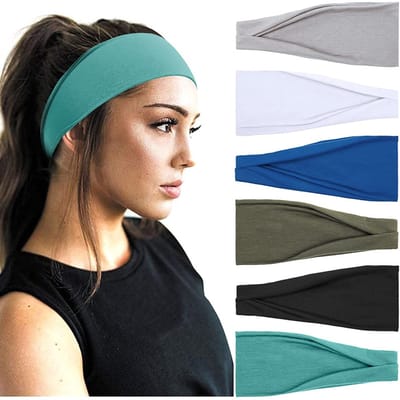 Crrynuo 6-pack Boho-hoofdbanden voor dames - Sporthoofdbanden - Haaraccessoires - Elastische draaihoofdbanden - Leuke haaraccessoires voor meisjes