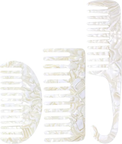 YUBBI Brede Haarkam Set - Grove Douche Kam - Wet Comb - Wide Tooth Comb - 3 Stuks - Wit