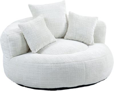 REDOM - Zitzakstoel - Hoge Rugleuning En Armleuningen - Voor Woonkamer En Slaapkamer - Chenille - Beige - 108 X 108 X 52 Cm