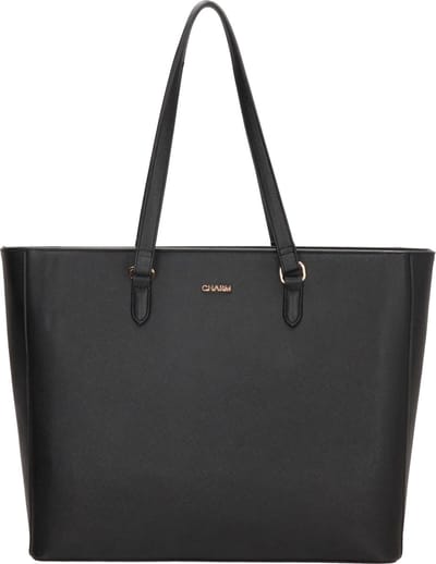 Charm London Birmingham Hand & Schoudertas Shopper 15,6 inch Laptopvak Ideale School Werk Business Tas - Tote Bag - Dames Tas - Zwart