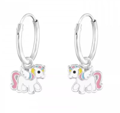 La Rosa Princesa Rainbow love Eenhoorn Oorringen Zilver Met Hangertjes Meisje Oorbellen