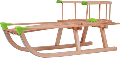 Houten slee met rugleuning en trekkoord – Duurzame rodel voor kinderen en volwassenen (90 cm)
