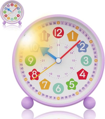 Digitale kinderwekker: kinderwekker zonder tikken, analoge wekker voor kinderen, leerwekker met nachtlampje, kinderwekker voor beginners, kinderwekker op batterijen, wekker voor meisjes en jongens
