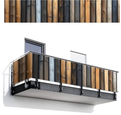 Balkonscherm 500x100 cm - Balkonposter Hout - Planken - Gemengd - Balkon scherm decoratie - Balkonschermen - Balkondoek zonnescherm