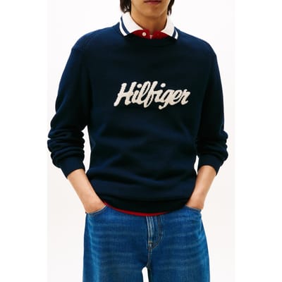 Tommy Hilfiger Seasonal Graphic Cotton Sweater Dark Night Navy Taglia: S | Maglioni a maglia Outlet | Uomo | Nero