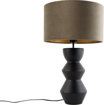 QAZQA alisia - Design Tafellamp met kap - 1 lichts - H 60 cm - Zwart Goud - Woonkamer | Slaapkamer | Keuken