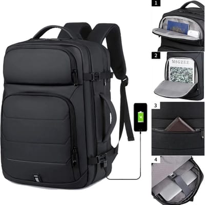Rugzak - Rugtas - Laptoprugzak - 17 inch – Computer rugzak - Waterdicht – USB Oplaadpoort – 11 vakken – Multifunctionele Notebooktas – Grote Capaciteit – Ergonomisch Draagcomfort – 47 x 31 x 19-23 cm – Zwart Rugzak voor Heren