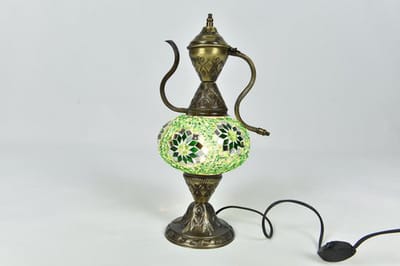 Handgemaakt lamp - tafellamp met groene Oosterse karaf - 1 stuk - sfeervol en uniek design