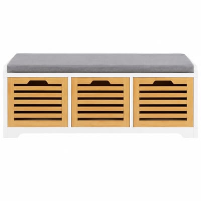 Jurrys Schoenenkast - Opbergbox - Bank - Multifunctioneel - Ruimtebesparend - Decoratie - 43x105x35cm - Wit/Houtlook