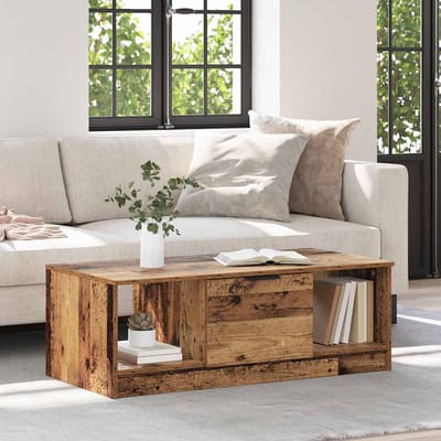 vidaXL - Salontafel - Oud - Hout - 102 - x - 50 - x - 36cm - Bewerkt - hout