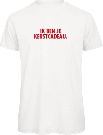 Foute kersttrui t-shirt wit L - Ik ben je kerstcadeau - rood glitter - soBAD. | Kerst t-shirt soBAD. | kerst shirts volwassenen | kerst t-shirts volwassenen | Kerst outfit | Foute kerst t-shirts