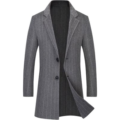 Automne et Hiver Nouveau Manteau en Laine Mi-long Double Face Laine Manteau en Laine Décontracté en Cachemire pour Homme Manteau pour Homme 4XL gris