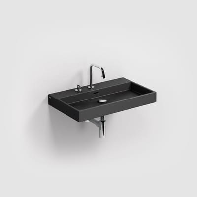 Clou Wash Me wastafel 70x42cm zonder plug Keramiek Zwart mat
