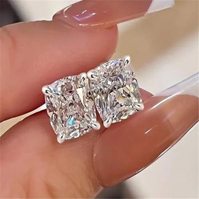 Boucles d'oreilles à tige simples en oxyde de zirconium pour femmes, bijoux tendance et polyvalents en cristal gray