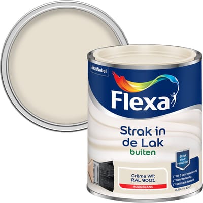 Flexa - Strak In De Lak Buitenlak Hoogglans - Crème Wit / Ral 9001 - 750 Ml