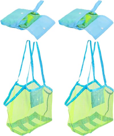 Thijox - 2 stuks Grote Herbruikbare Speelgoedtassen voor Strandspeelgoed, Opbergtas voor Zandspeelgoed, Opvouwbaar voor Waterspeelgoed, Perfect voor F