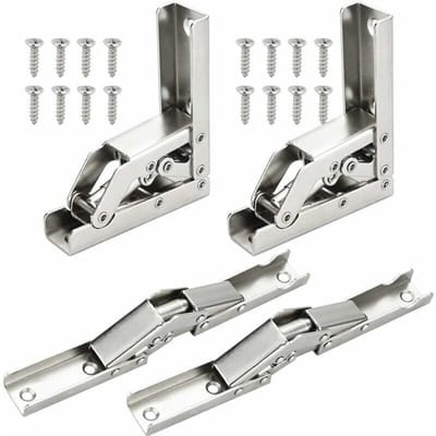 4 stuks rekscharnier roestvrij staal vouwscharnier verborgen meubelscharnier 90/180° kastscharnieren tafelhouder scharnier opklapbare rekhouding voor kastdeuren, tafel, kast
