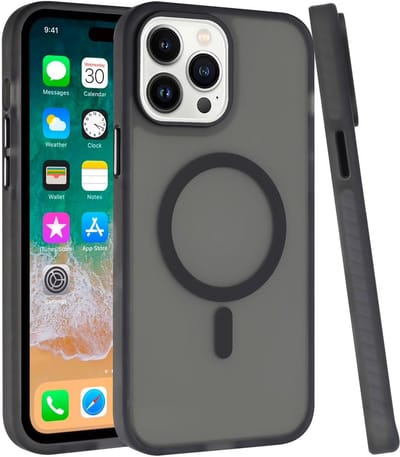 Mobile5 - iPhone 15 Pro hoesje - Magsafe - Compatible Backcover - Zwart met Lens Design