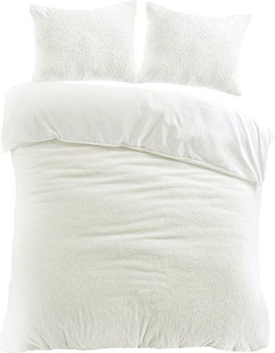 Decoware Teddy Fleece Dekbedovertrek 240x220 cm - Ivoor - Onderkant Microvezel - Met Kussenslopen - Lits-jumeaux