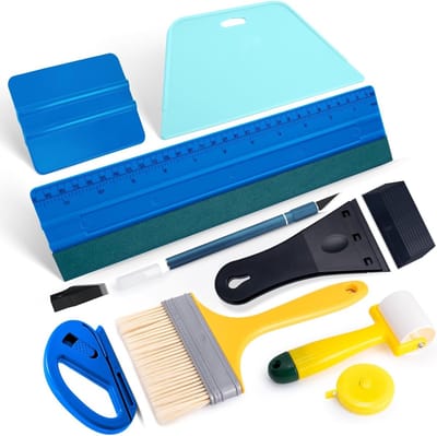 Behanggereedschap Set - Gladstrijk Gereedschap - Behangen Aanbrengen - Flexibele Rakel - 30 cm Breed - Blauw