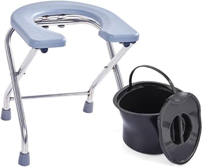 Opvouwbare Toiletstoel - Draagbare Zitkruk - Badkamer Hulpstuk - Verdikt Roestvrij Staal - 33CM Hoog