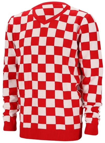 Gebreide Trui Brabant Rood/Wit Geblokt - Maat M
