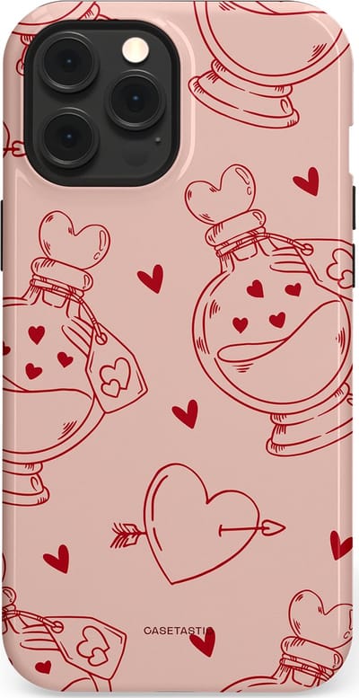 Casetastic Hoesje Geschikt voor Apple iPhone 12 Pro Max Magsafe - Stijlvolle Beschermende Duo-layer Case - Zoete Liefdesflirt - Roze Rood - Pafrum - Love You - Valentijn