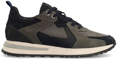 Manfield - Heren - Donkerblauwe nubuck sneakers - Maat 40