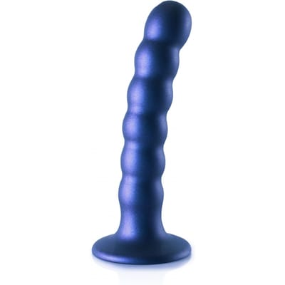 Shots - Ouch! OU822MBL - Beaded G-Spot Dildo - 5'' / 13 cm - Metallic Blue