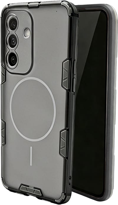 Casemania Hoesje Geschikt voor Samsung Galaxy A57 - Grijs - Frosted Flex Armor Magnetische Back Cover Geschikt voor MagSafe - Shockbestendig Telefoonhoesje - Volledige Camera Bescherming