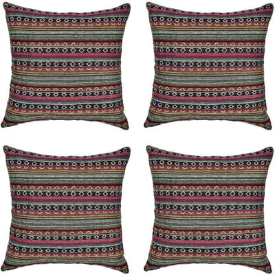 Boho Kussenhoezen Set van 4, Kleurrijke Strepen, Etnische Stijl, Retro Kussens voor Slaapkamer en Woonkamer, 45 x 45 cm, Decoratieve Kussens voor Thuis