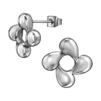Zilver kleurige stainless steel bloemmetjes oorbellen | chirurgisch staal | hypoallergeen | Zilverana | RVS