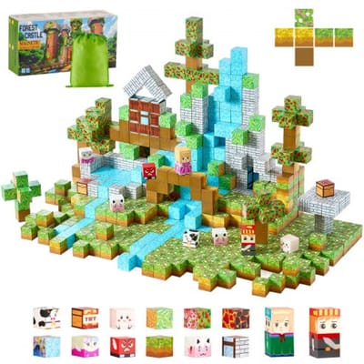 VEVOR Magnetische Bouwstenen, 150-delige Boskasteelset, Magnetische Blokken, STEM Montessori Sensorisch Speelgoed als Kerst- & Verjaardagscadeau, Constructiestapelspeelgoed, Vanaf 3 jaar