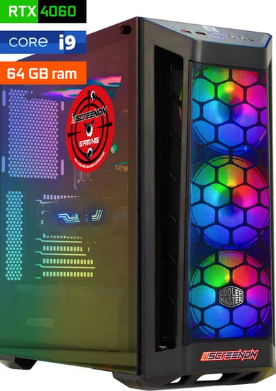 ScreenON - Game Computer / Gaming PC - Intel Core i9 - 2TB M.2 SSD - 64GB RAM - RTX 4060 - Game PC TX46291 - Windows 11