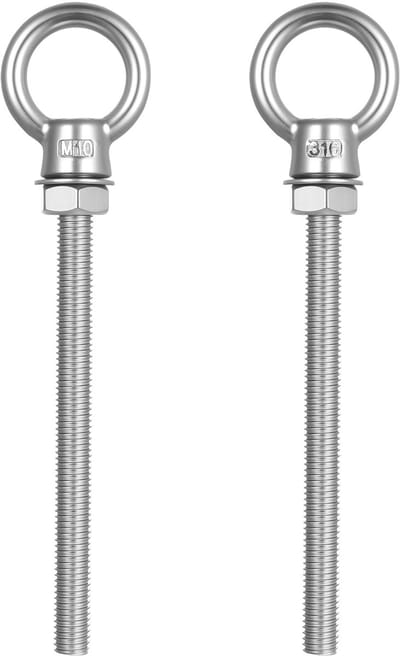 Ringbouten, lang, M10 x 120 mm, ringschroef M10 roestvrij staal, oogschroef met schroefdraad, ringogen, ringbout, lange schacht, oogschroeven, lange oogbout voor bevestiging