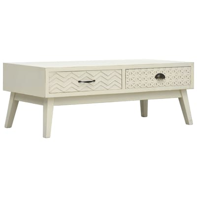 vidaXL - Salontafel - met - 2 - lades - 110x50x40 - cm - bewerkt - hout - grijs